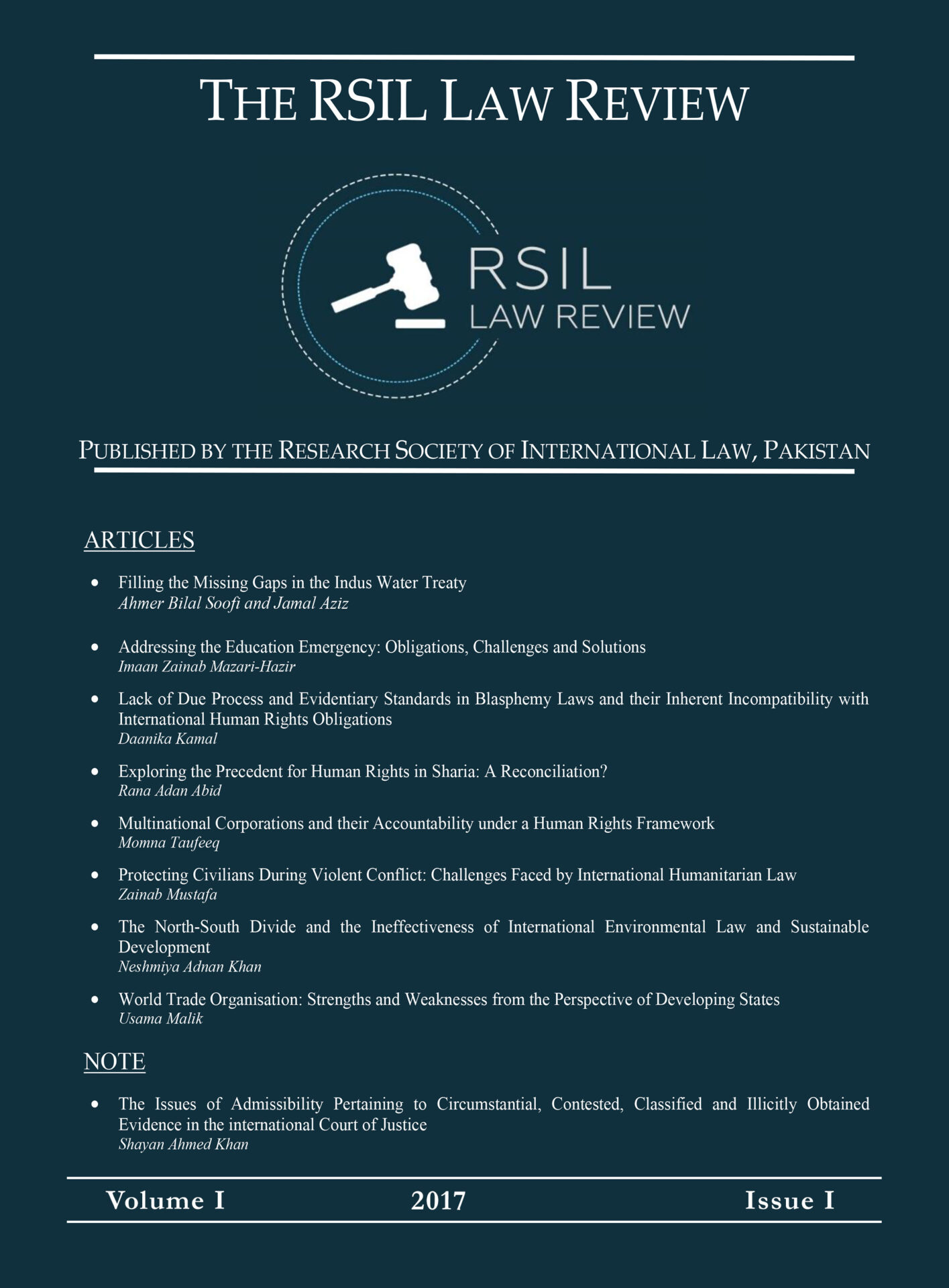 RSIL Law Review Vol. 1 2017