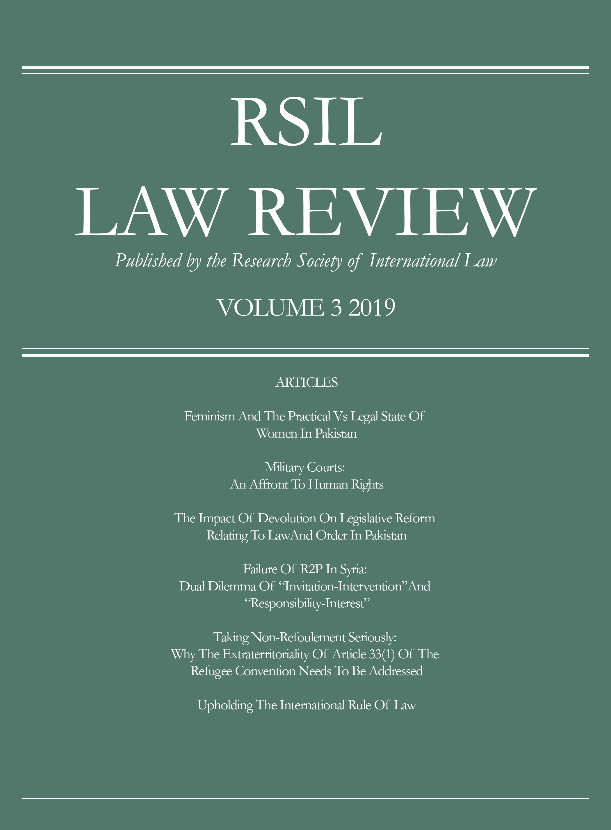 RSIL Law Review Vol. 3 2019